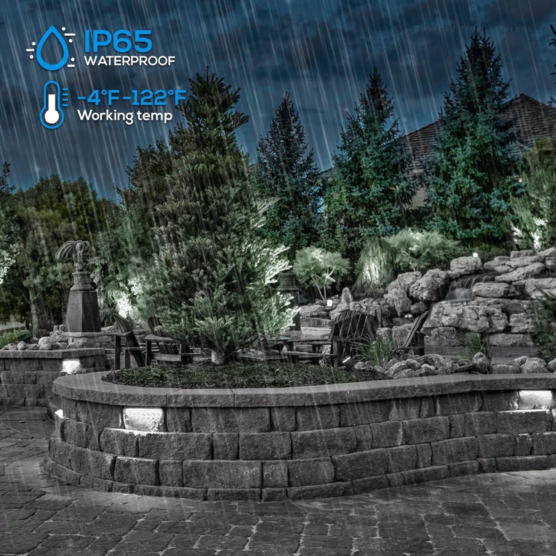 LEONLITE 12 Inch LED Hardscape Lighting, Update Retaining Wall Lights, LED Landscape Lighting, 12-24V AC/DC Paver Light Low Voltage, 3W/5W/7W Dimmable Outdoor Step Lights, 5000K Daylight, ETL, 4 Pack - Image 5